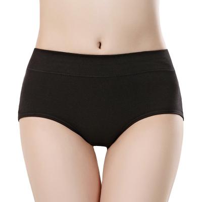 China Women's Solid Color Anti-Static Moisture-Absorbing Cotton Breathable Pure Cotton Panties Mid Waist Plus Size Briefs for sale