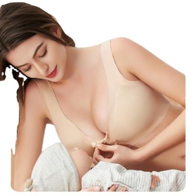 China Unmarked Maternity Gathered Women Caregiver Ice Silk Bra Front Open Buckle Tank Top Latex Underwear Lingerie QUICK DRY for sale