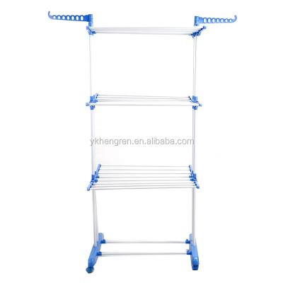 China Stainless Steel Folding Garment Dryer Rack3 Tier Folding Clothes Drying Rack Towel Rack for sale