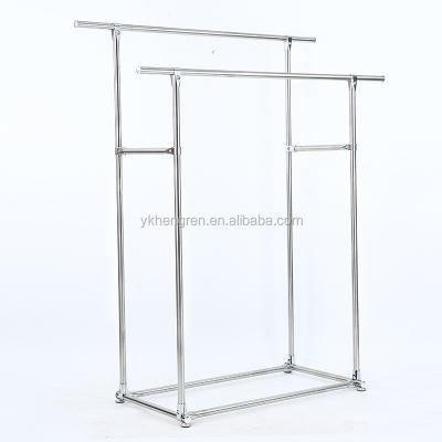 China Stainless Steel Adjustable Double Pole Clothes Rack Rack Hanger Rack for sale