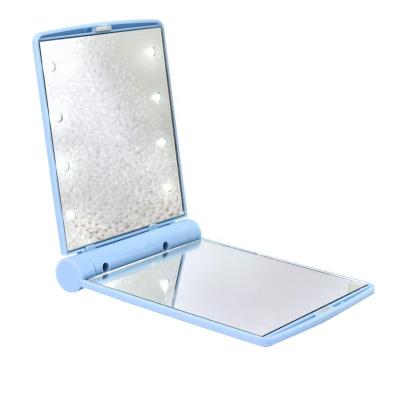 China Mini LED Lighted Travel Makeup Mirror , Lighted Mirror Portable Folding Mirror For Pocket for sale