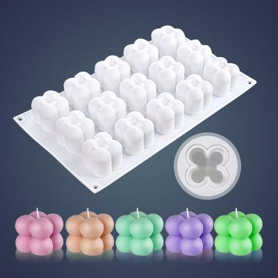 China Viable Handmade Fondant Molds Essential Aromatherapy Fragrance Oil Fragrance Soy Wax Magical Rubiks Cube Bubbles Silicone Candle Mold for sale