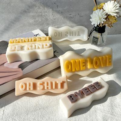 China Viable Custom Unique Home Creative Home Decor Wave Letter Shape Wave Rectangle DIY Decoration Language Vulgar Word Silicone Mold for sale