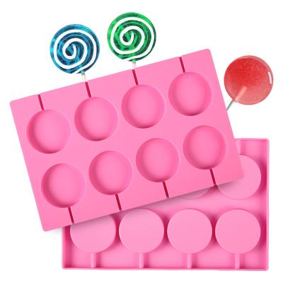 China Factory Free Sample 8 Sustainable 12 Ice Cream Round Candy Chocolate Cake Decorating Baking Mold Silicone Lollipops Mold for sale