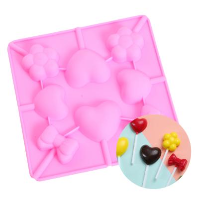 China Viable Multi Free Flower Love Heart Shape Maker Pop Cake BPA Silicone Hard Chocolate Candy Mold for sale