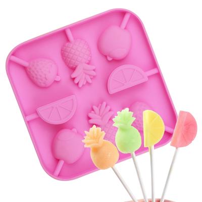 China Viable cookies making tools kit shapecandy cattle cattle cute apple orange pineapple watermelon silicone gummy lollipop mold for sale