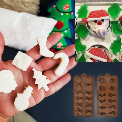 China Hot Selling Sustainable Holiday 12 Cavities Making Soap Candle Candy Chocolate Christmas Ornament Silicone Mold for sale