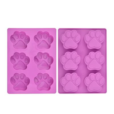 China Viable Hot Selling Mini Lovely 6 Hole Silicone Cake Mold Rose Cat Paw Mold Creative Silicone Baking Mold for sale