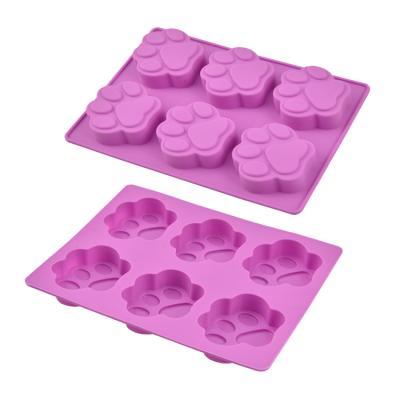 China Handmade 6 Cavity Silicone Cat Paw Chocolate Mold Ice Cake Viable Silicone Mold Soap Mold for sale