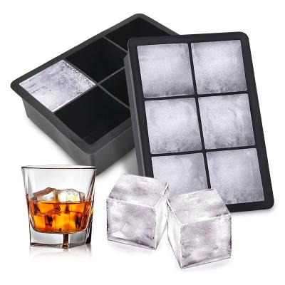 China Hielo Square 6 Cavity Whiskey Drinks Ice Ball Cube Mold Viable Sphere Trays Paddle Block Ice Silicone Forms Para de moldes for sale