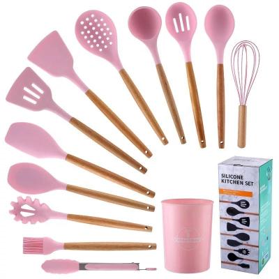 China 2021 Custom Sustainable Silicone Kitchen Utensil Set 12 Pcs Kitchen Bakery Cookware Set Cookware Sets for sale