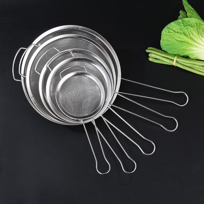 China Hot Selling Stainless Steel Mesh Strainer Kitchen Strainer Metal Food Fine Strainer for sale