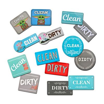 China New 2021 Hot Sale Durable Double Sided Flip Sign Reversible Flexible Dishwasher Magnet Clean Dirty Fridge Magnet for sale