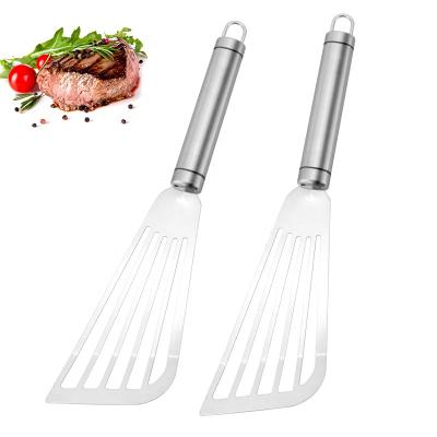 China Viable Amazon Selling Heavy Duty Cooking Steak Notched Turner For Turning Flipping Fish Meat Spatula Stainless Steel Spatula for sale