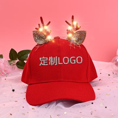 China JOINT Christmas Elegant Party Head Decoration Glow Antlers Custom Baseball Hat for sale