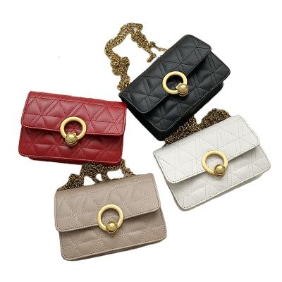 China Newspaper Used Luxury PU Leather Shoulder Bag Women Chain Soild Color Cross - Body Bags 2021 for sale