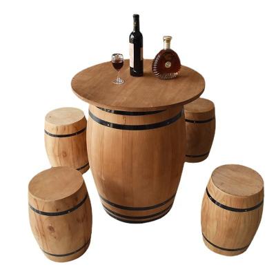 China Sustainable Oak Barrel Furniture Wooden Wine Barrel Table For Home Bar Decoration for sale