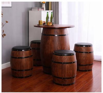 China Sustainable Wooden Barrel Furniture Wooden Wine Barrel Table For Home Bar Decoration for sale