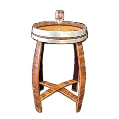 China Viable Wine Barrel Oak Wine Barrel Furniture Wooden Whiskey Table For Home Bar Decoration for sale