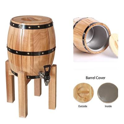 China With Logo Painted Color Wood Wine Barrel Custom Beer Kegs Stainless Steel Coating Beer Keg Wooden Kegs 3L for sale