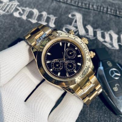 China Noob factory watch black gold dial 6 hands OEM stainless steel gold color automatic men's date small watch for men for sale