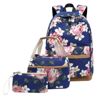 China Portable TS 3 Three Piece High Student Schoolbag with Purse and Lunch Bag Women Travel Outdoor USB Backpack for sale