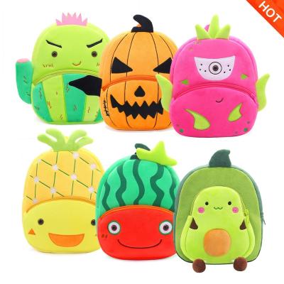 China Other TS Cute plush children school bag vegetables and fruits watermelon pineapple cartoon backpack boys and girls for sale