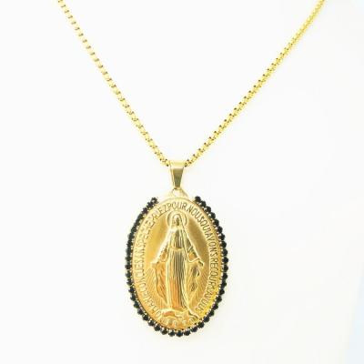 China Gold Jewelry 2022 Hot Selling Christian Necklace Gold Plated Virgin Mary Hiphop Star Pendant for sale