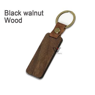 China Wholesale Walnut Wooden Blank Key Ring Holder Laser Engrave Plain Keepsake Craft Key Chain for sale