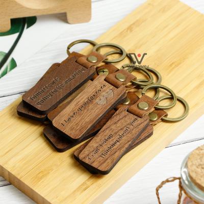 China Promotion Gift 2021 Key Chain Hot Luxury High Quality Primary Color Wooden Cute White Personalized Leather Keychains for sale