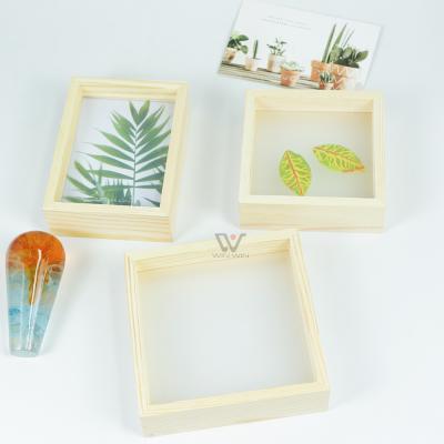 China Trendy Natural Wood Color With Acrylic 4x6 5x7 8x10 Modern Double Inch Dried Plant Floating Picture Frames For Home Decor for sale