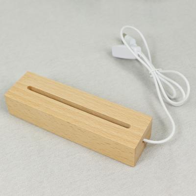 China Hot Selling Original Eco-friendly DIY Custom Rectangle Wooden Base For Acrylic Plate LED Night Light for sale