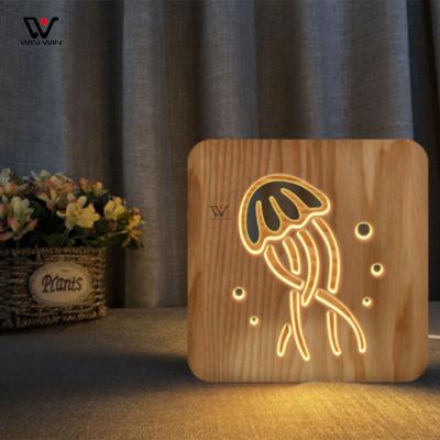 China Amazon Hot Sale Eco-friendly Cute Animal LED Night Light 3d Wooden Night Lights for sale