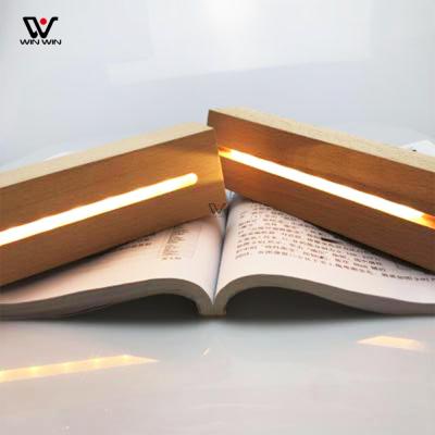 China Eco - Friendly LED Lights Show Wooden Rectangular Base Block Night Light for sale