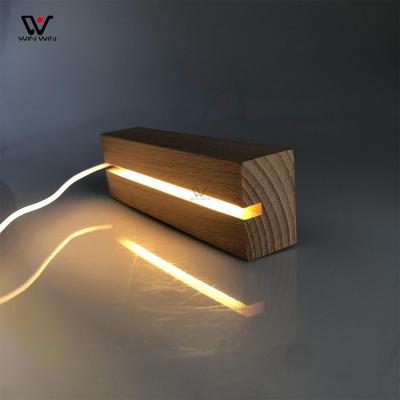 China Eco-friendly 3D LED Night Light Acrylic Base DIY 3D Signs Wooden Illusion Night Lamp LED Lighting for sale