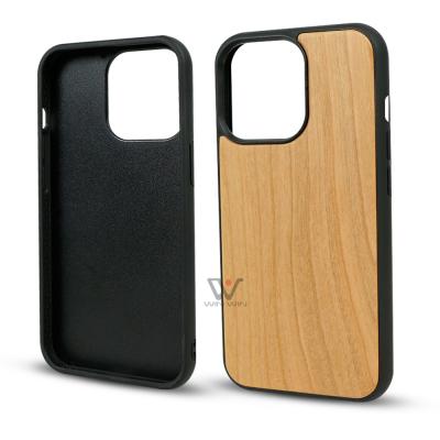 China Hot White Cherry Wood Anti-fall Sale Phone Case For Apple iPhone 13 Mobile Cover for sale