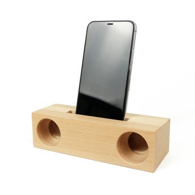 China No Innovation Creativity Wood Phone Sound Amplifiers Desktop Loudspeaker Wooden Wireless Stand for sale