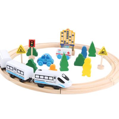 China Electric Toy Children's Toy Thomas Game Pack Wooden Slot Track Jigsaw Puzzle Assembled Toy Car for sale