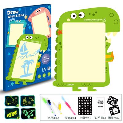 China Card draw with fluorescent 3D drawing board children's light fun graffiti cartoon writing board luminous board for sale