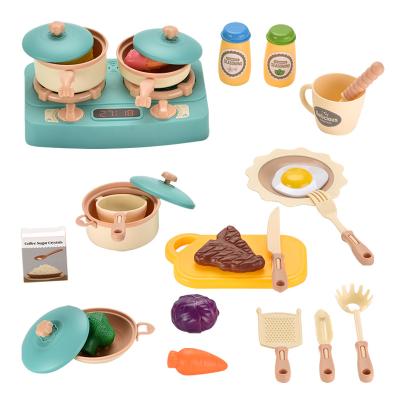 China Game House Toys New 2021Amazon Border Children Play House Toy Simulation Kitchen Gas Oven Cooking Set for sale