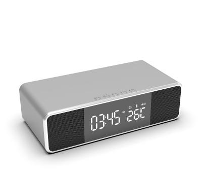 China Temperature Smart Radio USB Desk Speakers Bedroom Phone Charger Wireless Clock Speaker With LED Display for sale