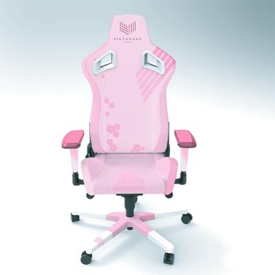 China (Size)VICTORAGE Customized Patterns Logo Material PU Leather Pink Blue Adjustable Gaming Chair for sale