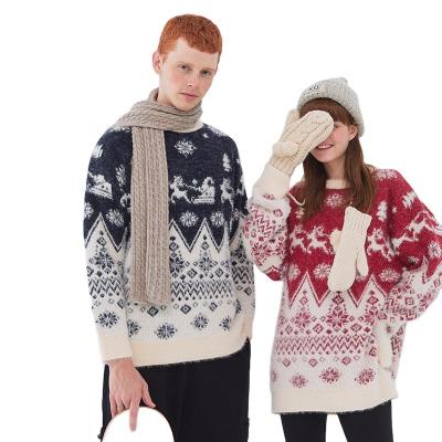 China Mink Yarn Christmas Sweater Anti-Wrinkle Winter O-Neck Long Sleeve Couples Outfit Custom Made Ugly Christmas Sweater Unisex for sale