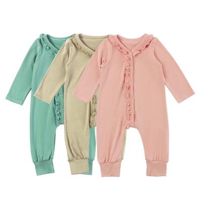 China Baby Rompers Summer Babies Romper Overalls Solid Long Sleeve Rompers Infant Baby Clothing for sale