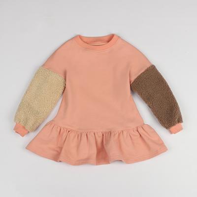 China 9M-16T Breathable Baby Kids Autumn Dress Ruffles Long Sleeve Cotton Spandex Party Solid Casual Wear Clothes for sale