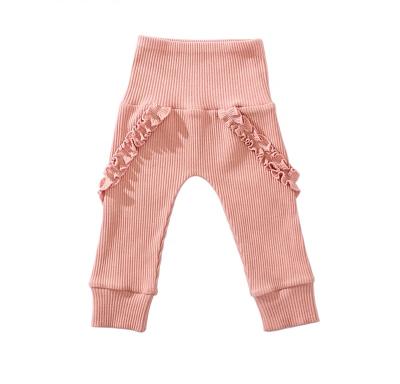 China Anti-pilling new fashionable baby knitted pants ribbed cotton ruffles kids girls gaiters trousers for sale