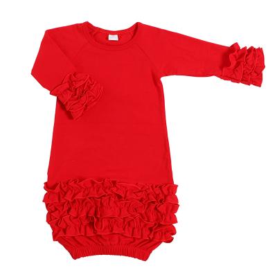 China Wholesale Baby Spandex/Cotton Ruffle Baby Sleepwear Organic Sleep Romper Girl Dresses for sale