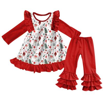 China Sweet Happiness Christams Day Infant And Toddler Clothes Shop Kids Dress Girls Children Christmas Clothing Sets for sale