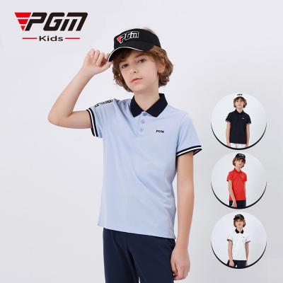 China PGM YF404 Fashion Breathable Golf Shirt Manufacturer Kids Breathable Boys Play Golf Polo Shirt for sale