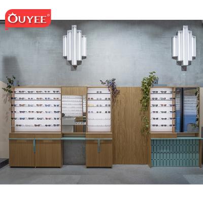 China Eyewear Optical Cabinet MDF Modern Design Store Wall Display Optical Sunglasses Show Rack for sale